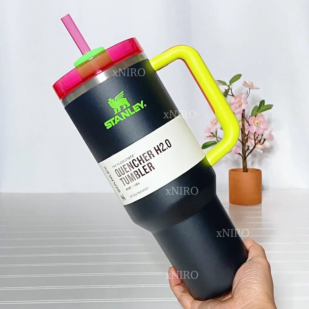 Stanley Black Neon Quencher Flowstate 40oz Spring Fling Tumbler